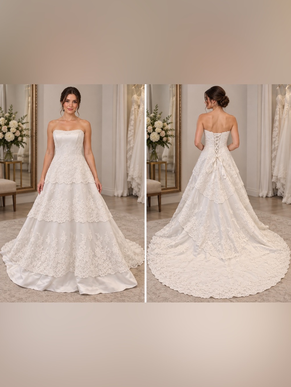 Alfred Angelo Beaded Lace Corset Back Wedding Gown